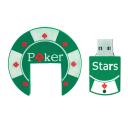 Флешка Резиновая Фишка "Poker Stars" Q53 зеленая 8 Гб