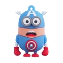 Флешка Резиновая Миньон Капитан Америка "Minion Captain America" Q355 синяя-красная 2 Гб