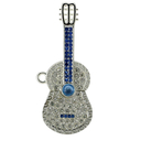 Флешка Металлическая Гитара Сваровски "Guitar Swarovski" R330 серебро / синий 128 Гб