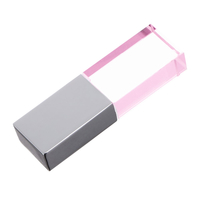 Флешка Стеклянная Кристалл "Crystal Glass Metal" W14 розовый / серебряный глянец 32 Гб