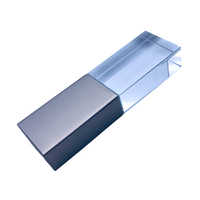 Флешка Стеклянная Кристалл "Crystal Glass Metal" W14 серебряный матовый 512 Гб