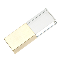 Флешка Стеклянная Кристалл "Crystal Glass Metal" W14 золотой матовый 512 Гб