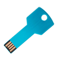 Флешка Металлическая Ключ "Key" R145 голубой 64 Гб