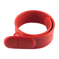 Флешка Силиконовый Браслет Слап "Bracelet Slap" V169 красный 64 Гб