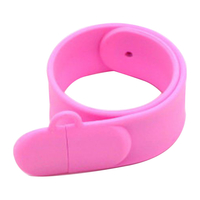 Флешка Силиконовый Браслет Слап "Bracelet Slap" V169 розовый 128 Гб