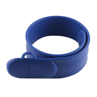 Флешка Силиконовый Браслет Слап "Bracelet Slap" V169 синий 128 Гб