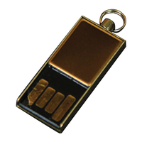 Флешка Металлическая Мини Брелок "Mini Keychain" R408 золотой 32 Гб