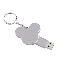 Флешка Металлическая Микки Маус "Mickey Mouse" R435 серебряный 4 Гб