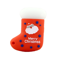 Флешка Резиновая Новогодний носок "Christmas sock" Q596 красный 1 Гб