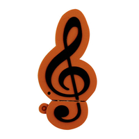Флешка Резиновая Скрипичный Ключ "Treble Clef" Q151 оранжево-черный 512 Гб