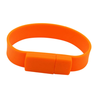 Флешка Силиконовый Браслет "Bracelet Splice" V170 оранжевый 128 Гб