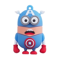 Флешка Резиновая Миньон Капитан Америка "Minion Captain America" Q355 синяя-красная 16 Гб