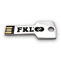 Флешка Металлическая Ключ "Key" R145 серебряная, гравировка с чернением 1+1
