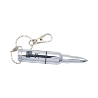 Флешка Металлическая Пуля "Bullet" R55 серебряная глянцевая, гравировка, чернение