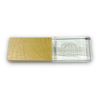Флешка Стеклянная Кристалл "Crystal Glass Wood" W83 желтый, гравировка 3D