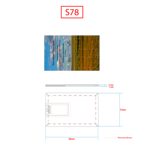 Песни Казаков - Флешка Пластиковая Визитка "Visit Card" S78 белая, уф-печать 4+0