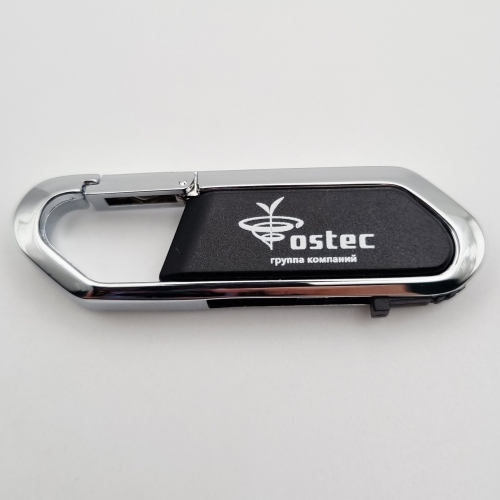 Ostec - Флешка Металлическая Дорсет "Dorset" R139 черная, уф-печать 1+0, белым