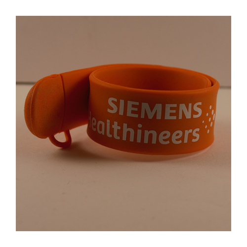 Siemens Healthineers - Флешка Силиконовая Браслет Слап "Bracelet Slap" V169 оранжевый, шелкография 1+0