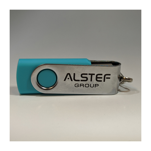 Alstef - Флешка Пластиковая Твистер "Twist" S215 голубой, гравировка 1+0, чернение 1+0