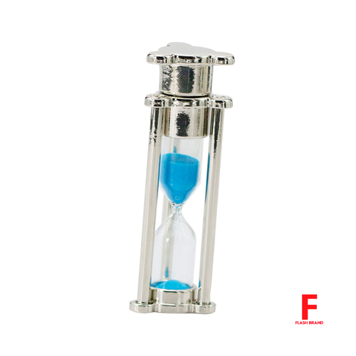 НПЦ-ИРС (6) - Флешка Стеклянная Песочные часы "Hourglass" W82 серебро глянец, синий песок, гравировка, чернение