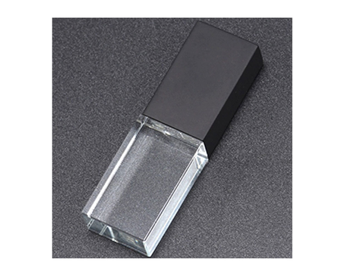 Флешка Стеклянная Кристалл "Crystal Glass Metal" W14 черный матовый 2 Гб