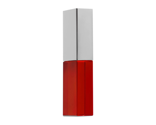 Флешка Стеклянная Кристалл "Crystal Glass Metal" W14 красный / серебряный матовый 512 Гб