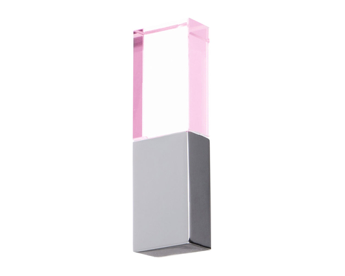 Флешка Стеклянная Кристалл "Crystal Glass Metal" W14 розовый / серебряный глянец 2 ТБ