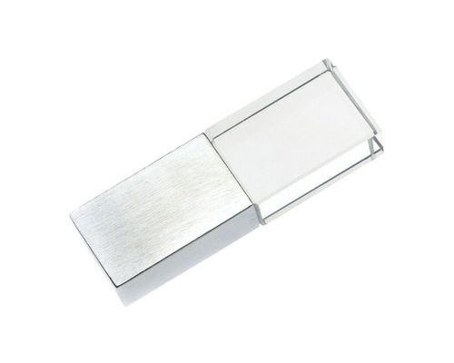 Флешка Стеклянная Кристалл "Crystal Glass Metal" W14 серебряный матовый 16 Гб