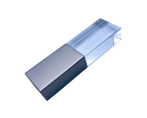 Флешка Стеклянная Кристалл "Crystal Glass Metal" W14 серебряный матовый 256 Гб