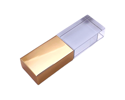 Флешка Стеклянная Кристалл "Crystal Glass Metal" W14 золотой глянец 2 Гб