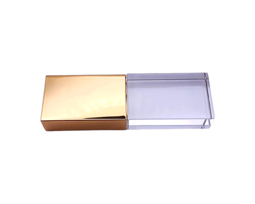 Флешка Стеклянная Кристалл "Crystal Glass Metal" W14 золотой глянец 512 Гб