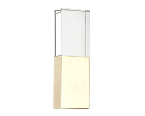 Флешка Стеклянная Кристалл "Crystal Glass Metal" W14 золотой матовый 32 Гб