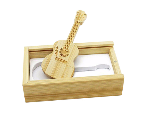 Флешка Деревянная Гитара Акустическая "Guitar Acoustic" F15 желтый 256 Гб