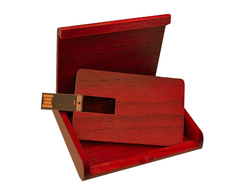 Флешка Деревянная Визитка "Card Wood" F27 красный 1 Гб