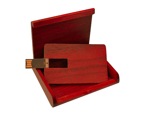 Флешка Деревянная Визитка "Card Wood" F27 красный 128 Гб