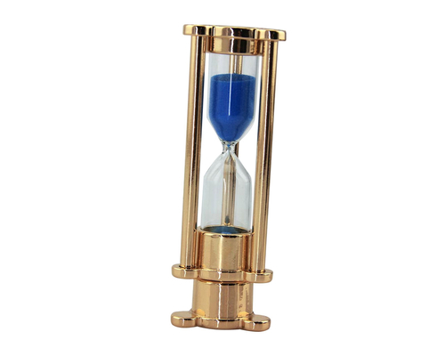 Флешка Стеклянные Песочные часы "Hourglass" W82 золотой / синий 512 Гб
