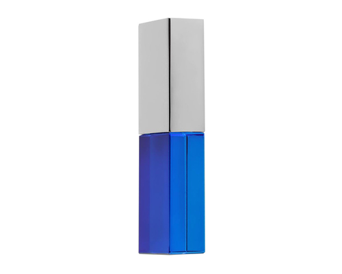 Флешка Стеклянная Кристалл "Crystal Glass Metal" W14 синий / серебряный матовый 1 Гб