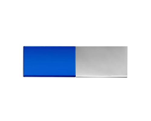 Флешка Стеклянная Кристалл "Crystal Glass Metal" W14 синий / серебряный матовый 16 Гб