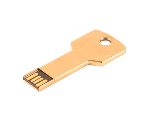 Флешка Металлическая Ключ "Key" R145 золотой матовый 2 Гб