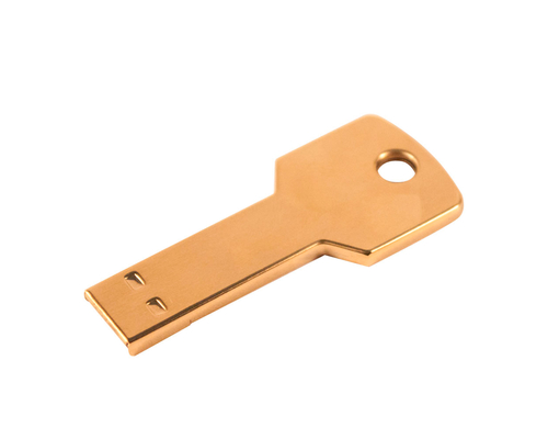 Флешка Металлическая Ключ "Key" R145 золотой матовый 128 Гб