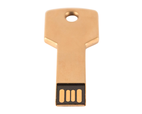 Флешка Металлическая Ключ "Key" R145 золотой матовый 2 Гб