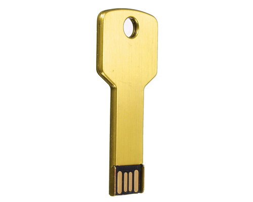 Флешка Металлическая Ключ "Key" R145 золотой глянец 2 Гб