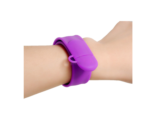 Флешка Силиконовый Браслет Слап "Bracelet Slap" V169 фиолетовый 4 Гб