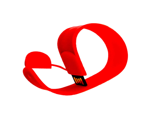 Флешка Силиконовый Браслет Слап "Bracelet Slap" V169 красный 128 Гб