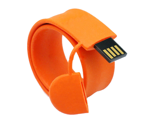 Флешка Силиконовый Браслет Слап "Bracelet Slap" V169 оранжевый 256 Мб