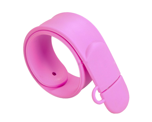 Флешка Силиконовый Браслет Слап "Bracelet Slap" V169 розовый 128 Гб