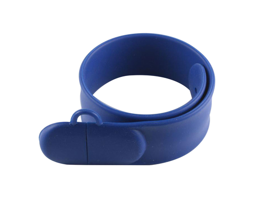 Флешка Силиконовый Браслет Слап "Bracelet Slap" V169 синий 128 Мб