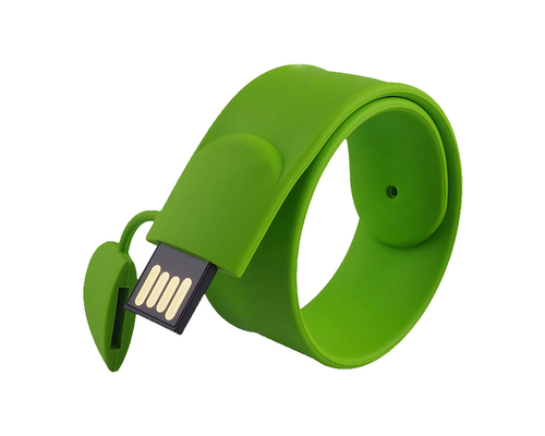 Флешка Силиконовый Браслет Слап "Bracelet Slap" V169 зеленый 1 Гб