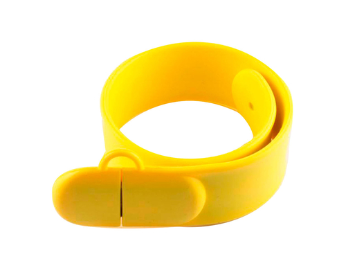 Флешка Силиконовый Браслет Слап "Bracelet Slap" V169 желтый 256 Мб