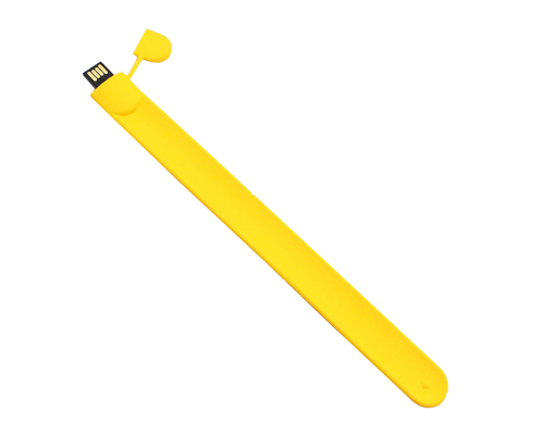 Флешка Силиконовый Браслет Слап "Bracelet Slap" V169 желтый 4 Гб